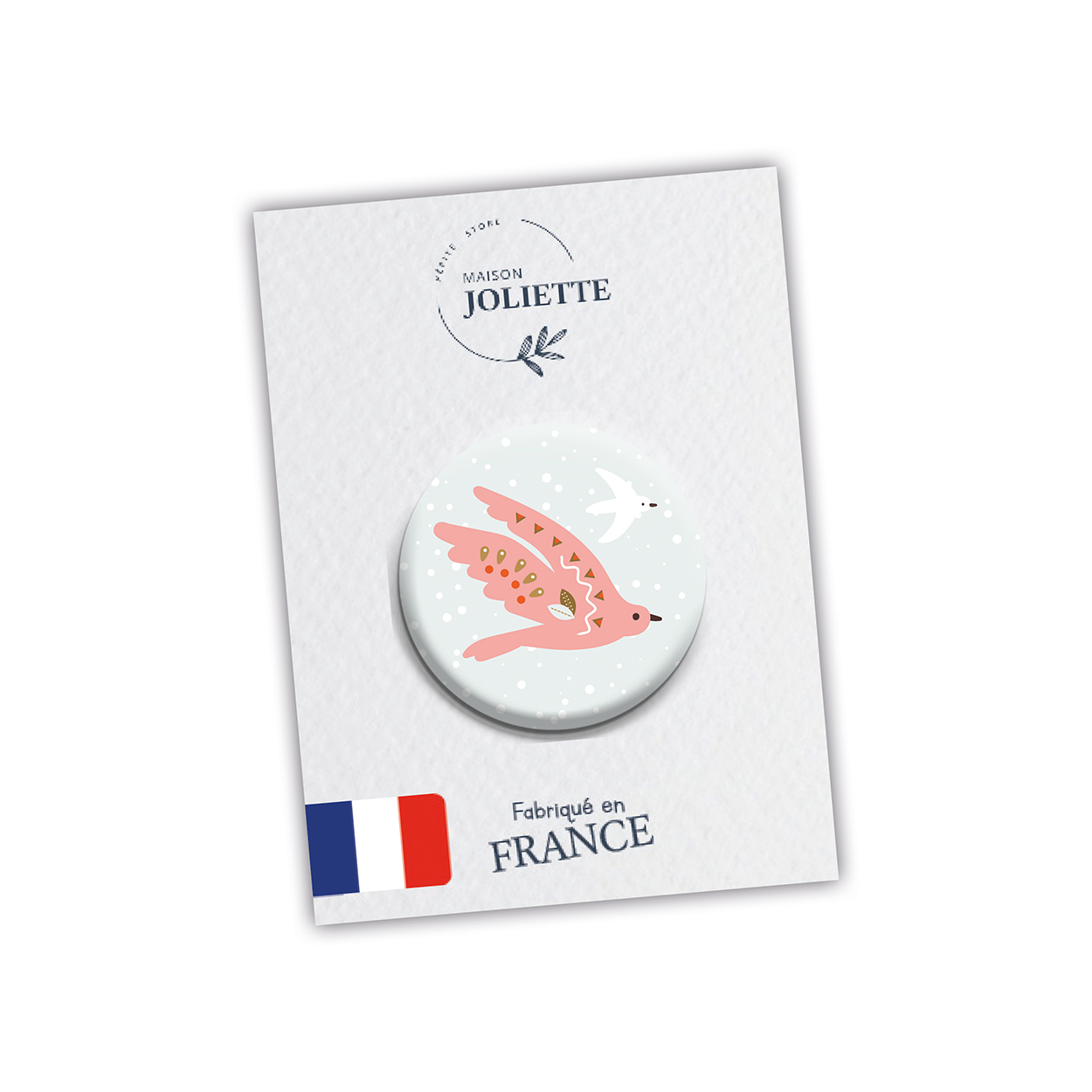 Libre comme l'air - Badge Oiseau rose #85