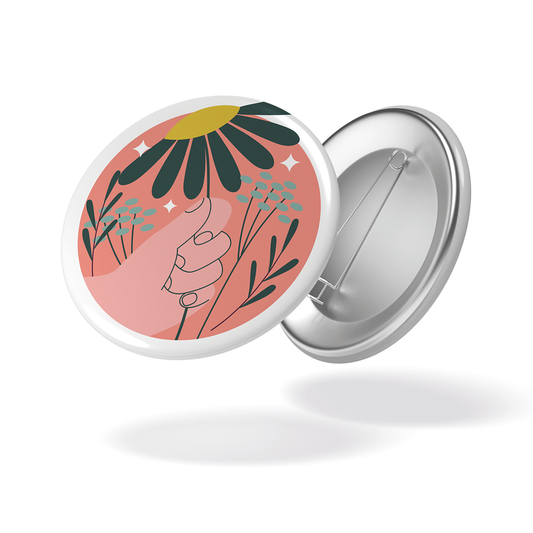 Badge AU JARDIN - Main fleur