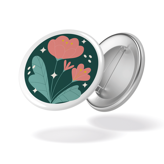 Badge AU JARDIN - Pivoines fond vert