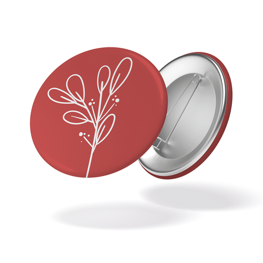 Badge - Fleur fond rouge