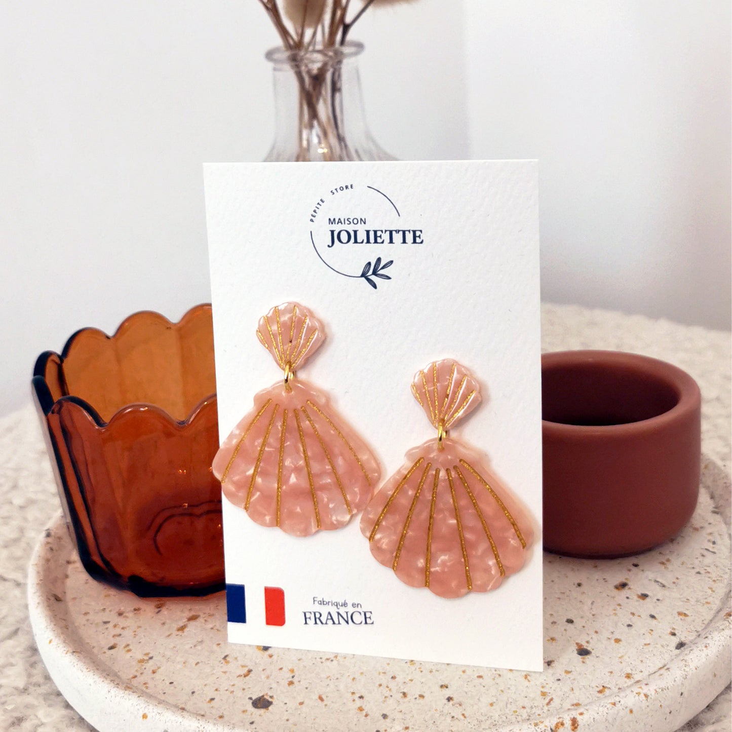 Boucles d'oreilles "Coquilles" - coloris rose