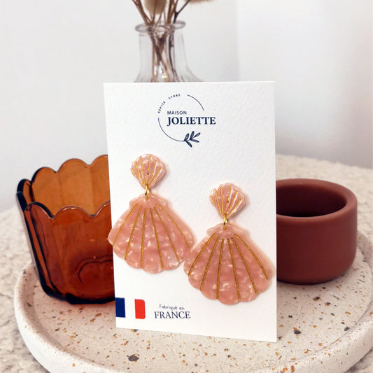 Boucles d'oreilles "Coquilles"  - coloris rose