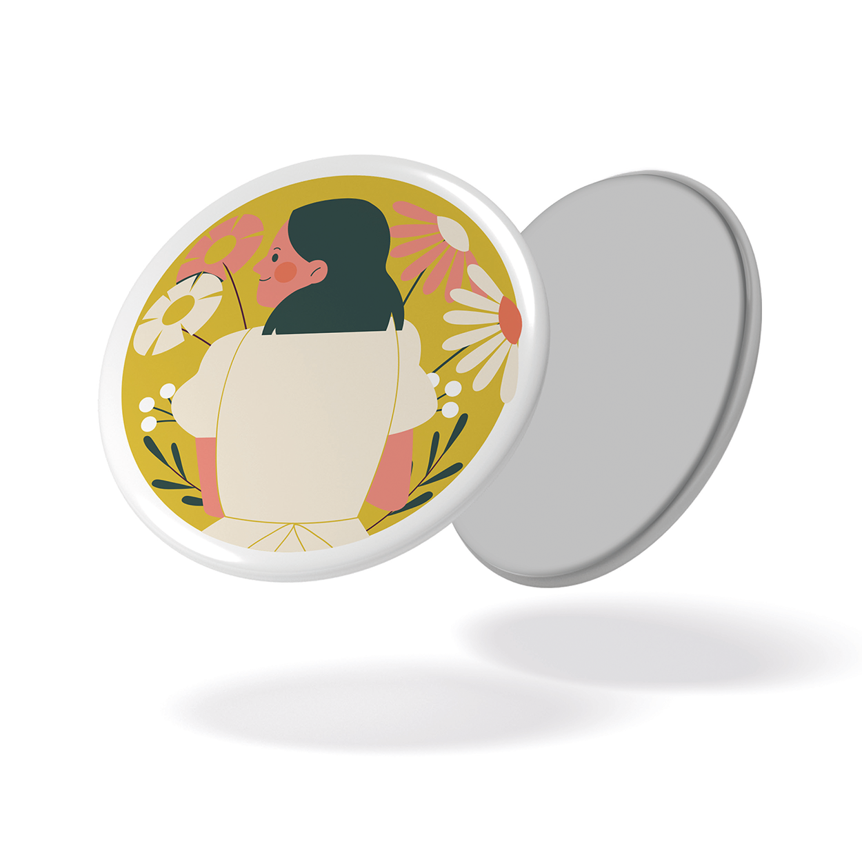 Magnet AU JARDIN - Femme fond jaune