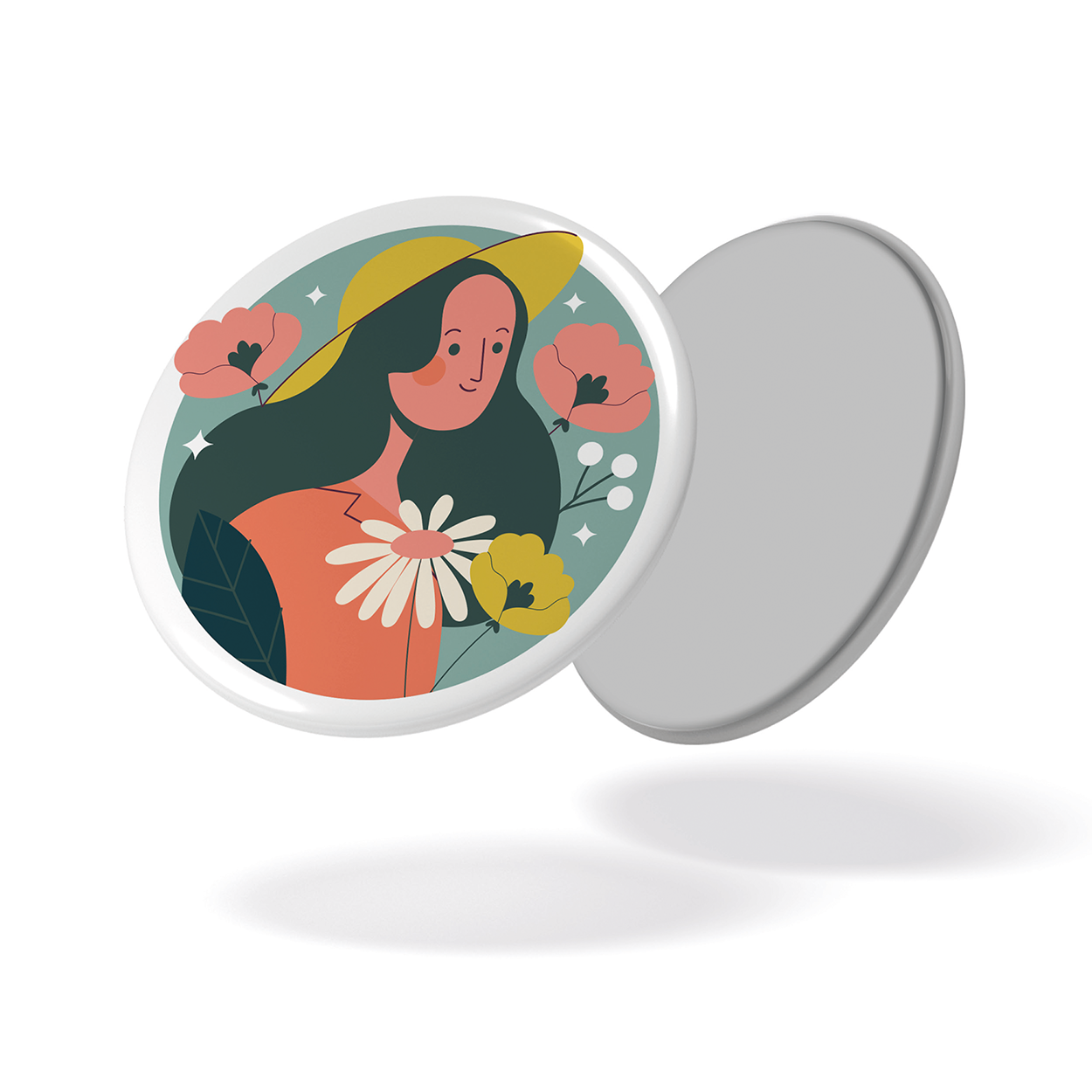 Magnet AU JARDIN - Femme fond bleu