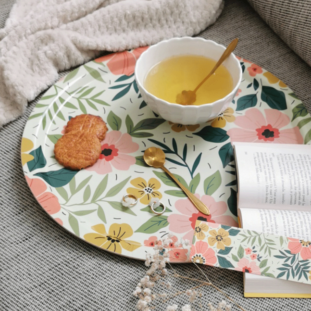 Plateau rond en bouleau Ø 38 cm - Floraison