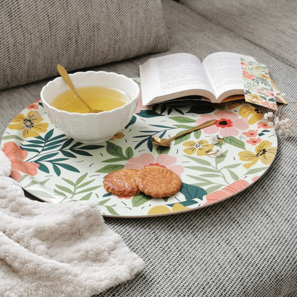 Plateau rond en bouleau Ø 38 cm - Floraison