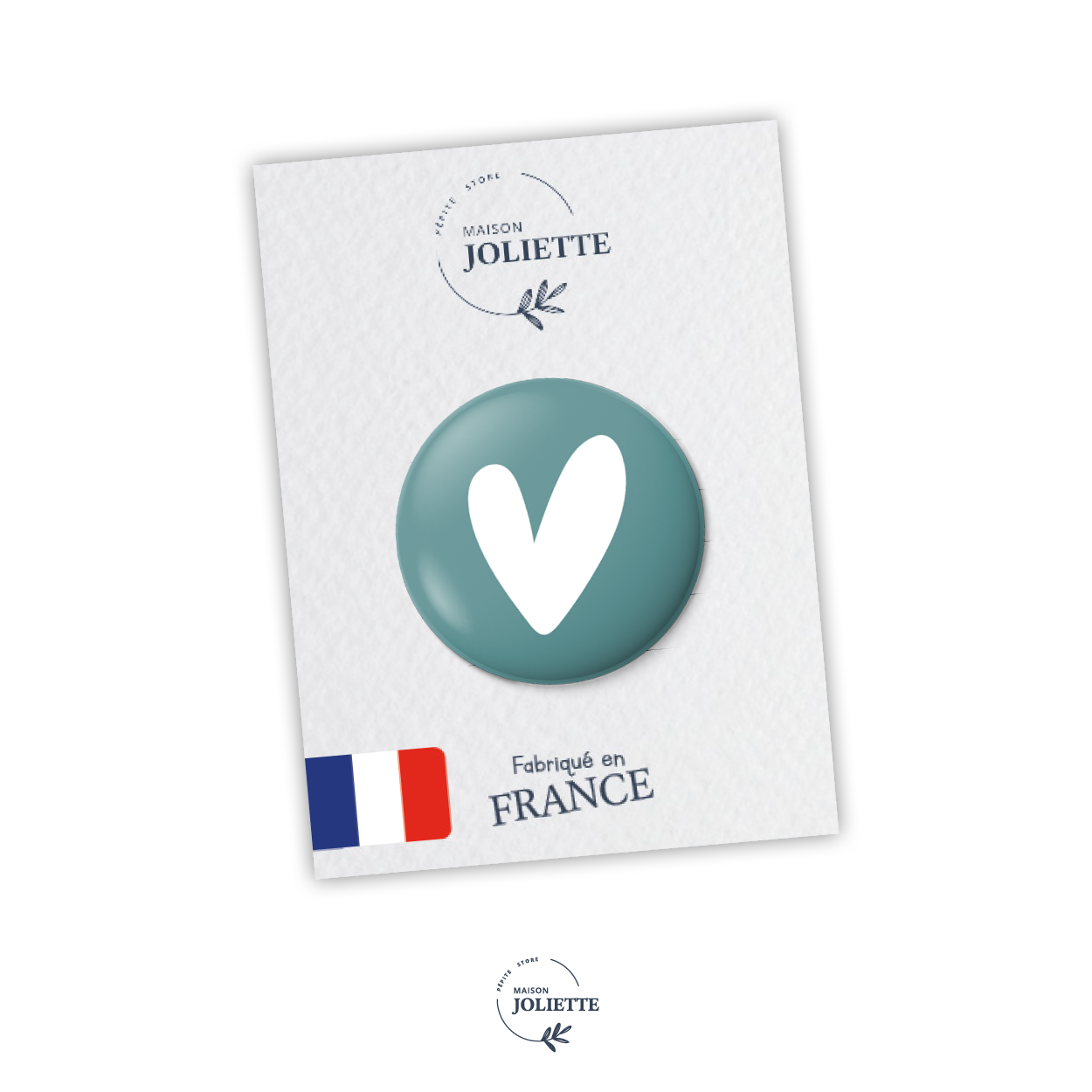 Badge LOVE - Coeur turquoise