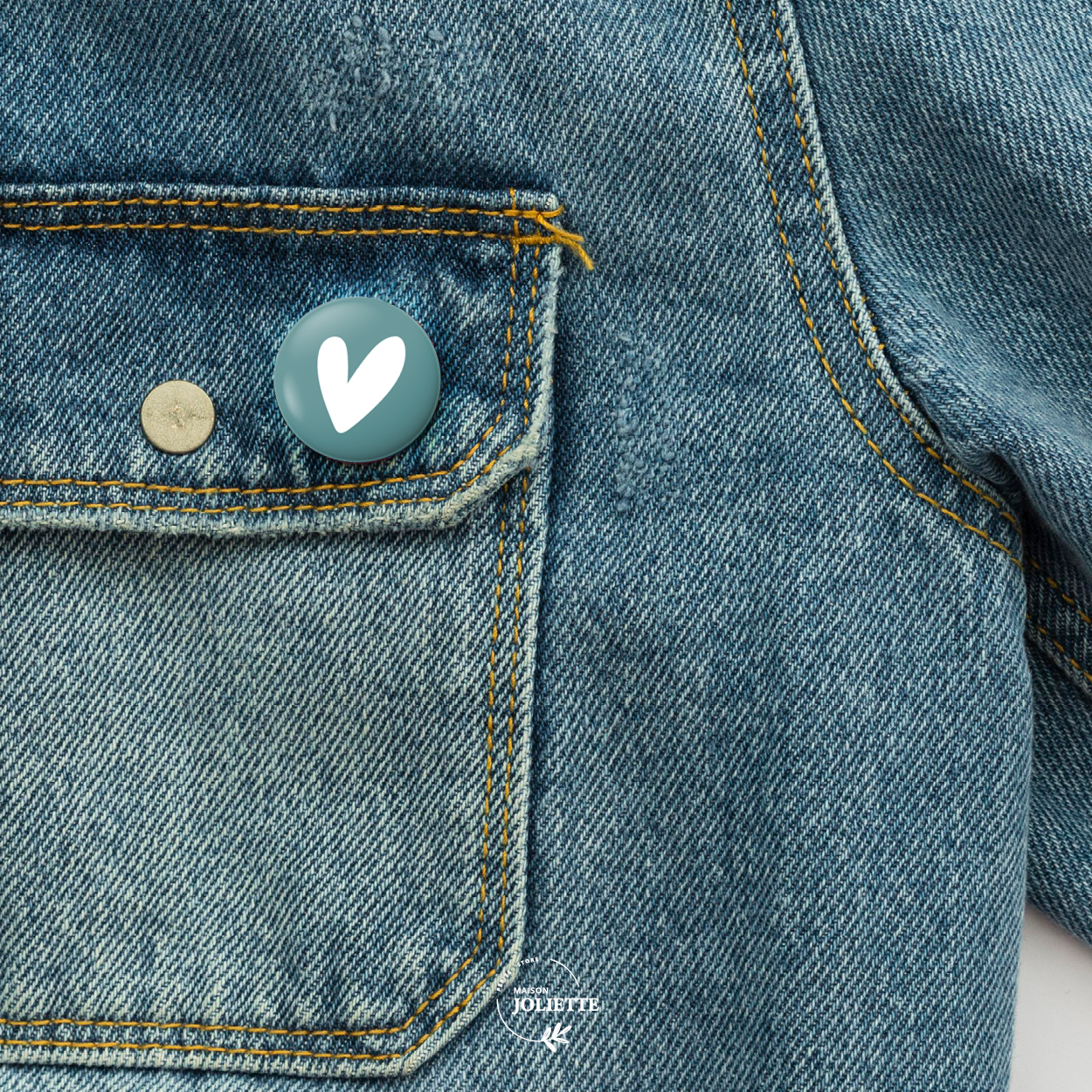 Badge LOVE - Coeur turquoise