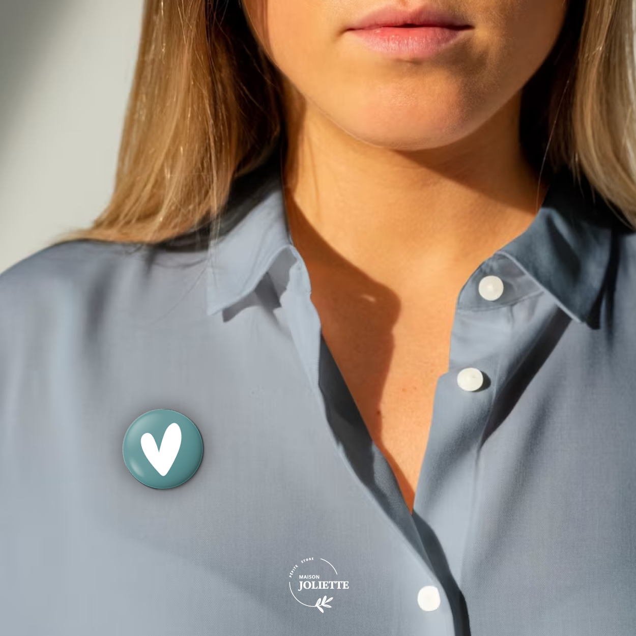 Badge LOVE - Coeur turquoise