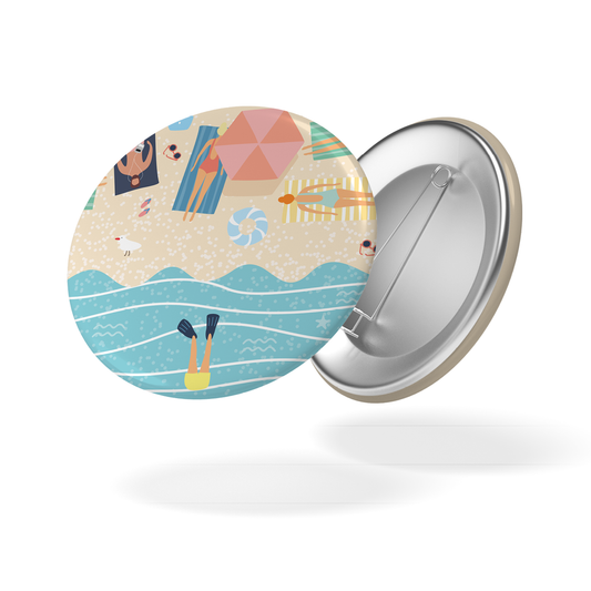 Badge CHILL & PLOUF - Plage