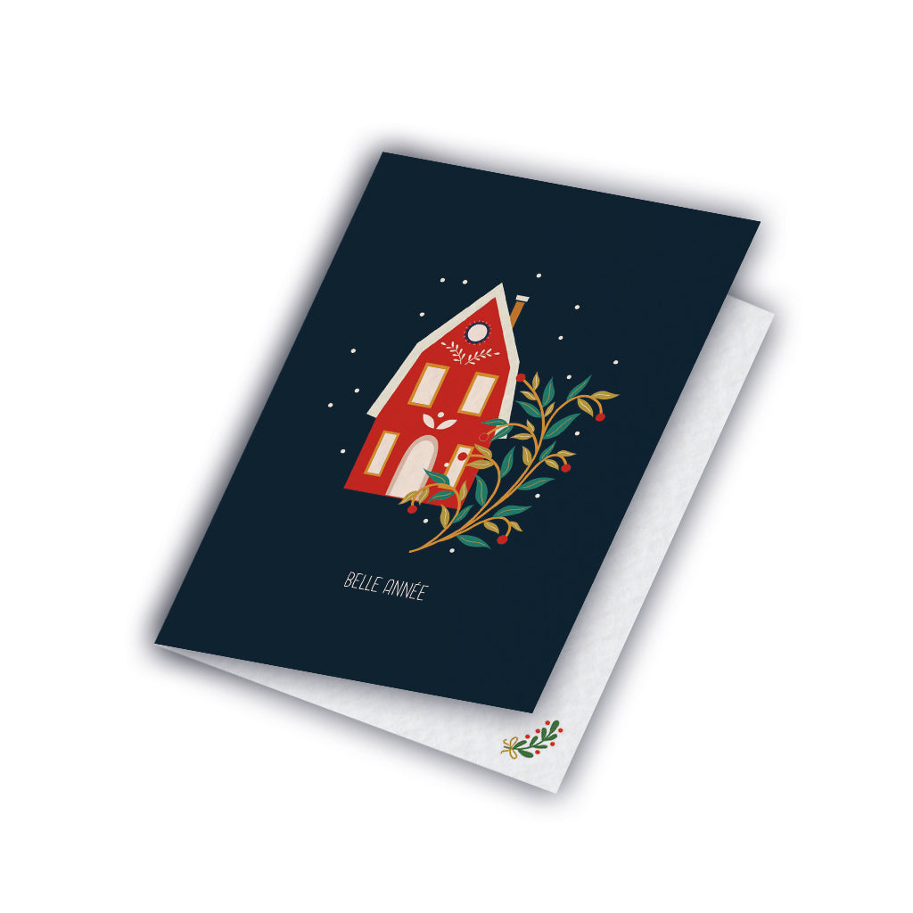 Carte de vœux - Maisonnette rouge
