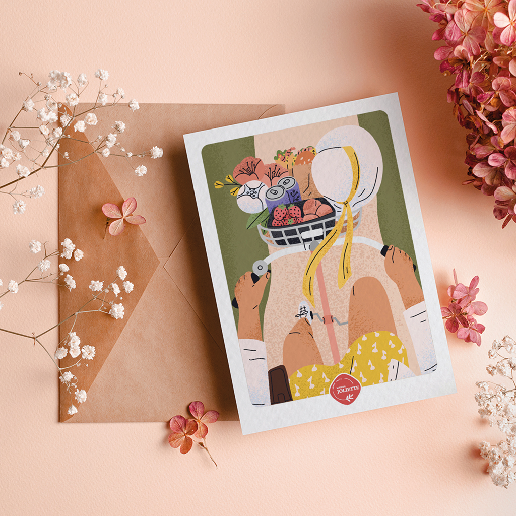 A bicyclette - Carte postale