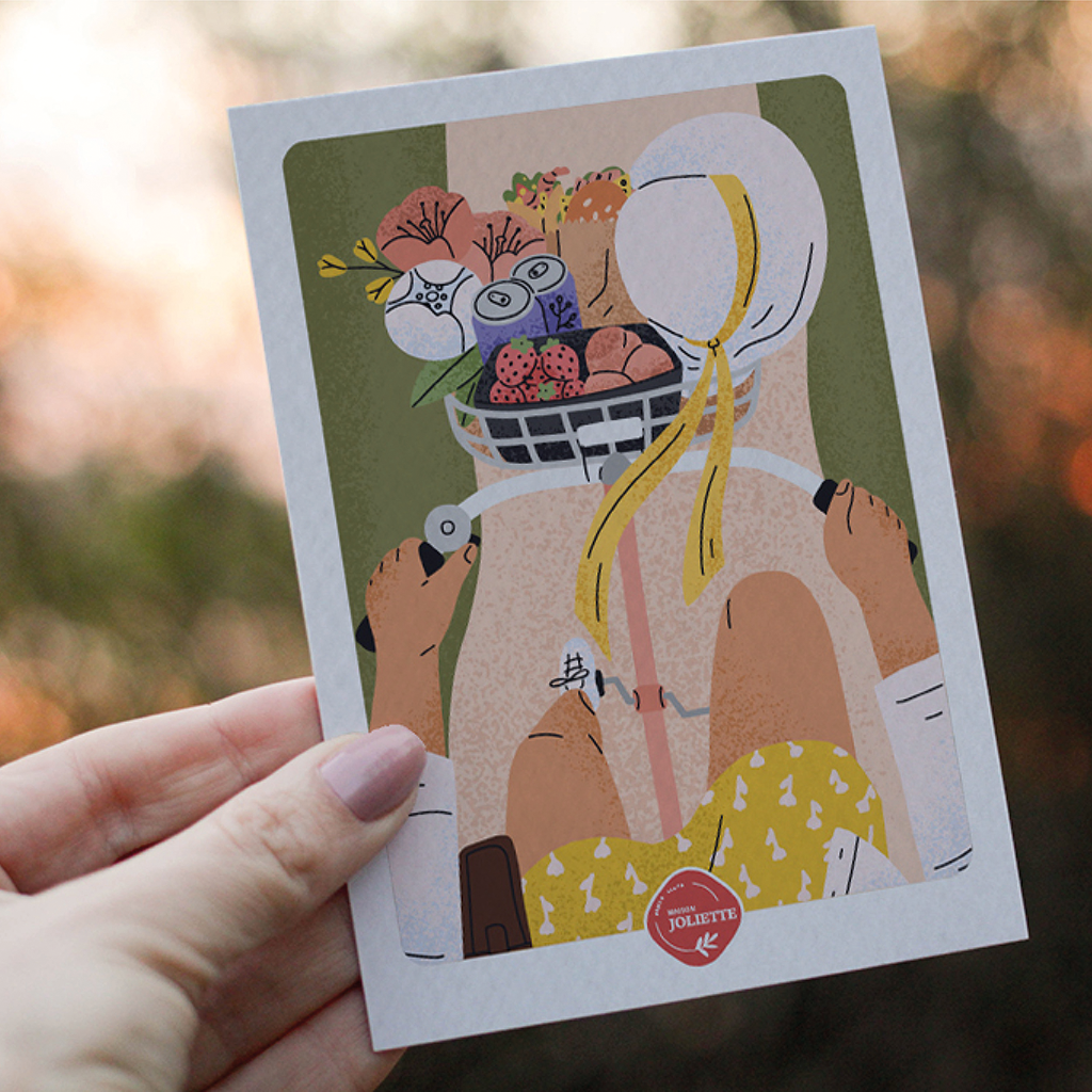 A bicyclette - Carte postale