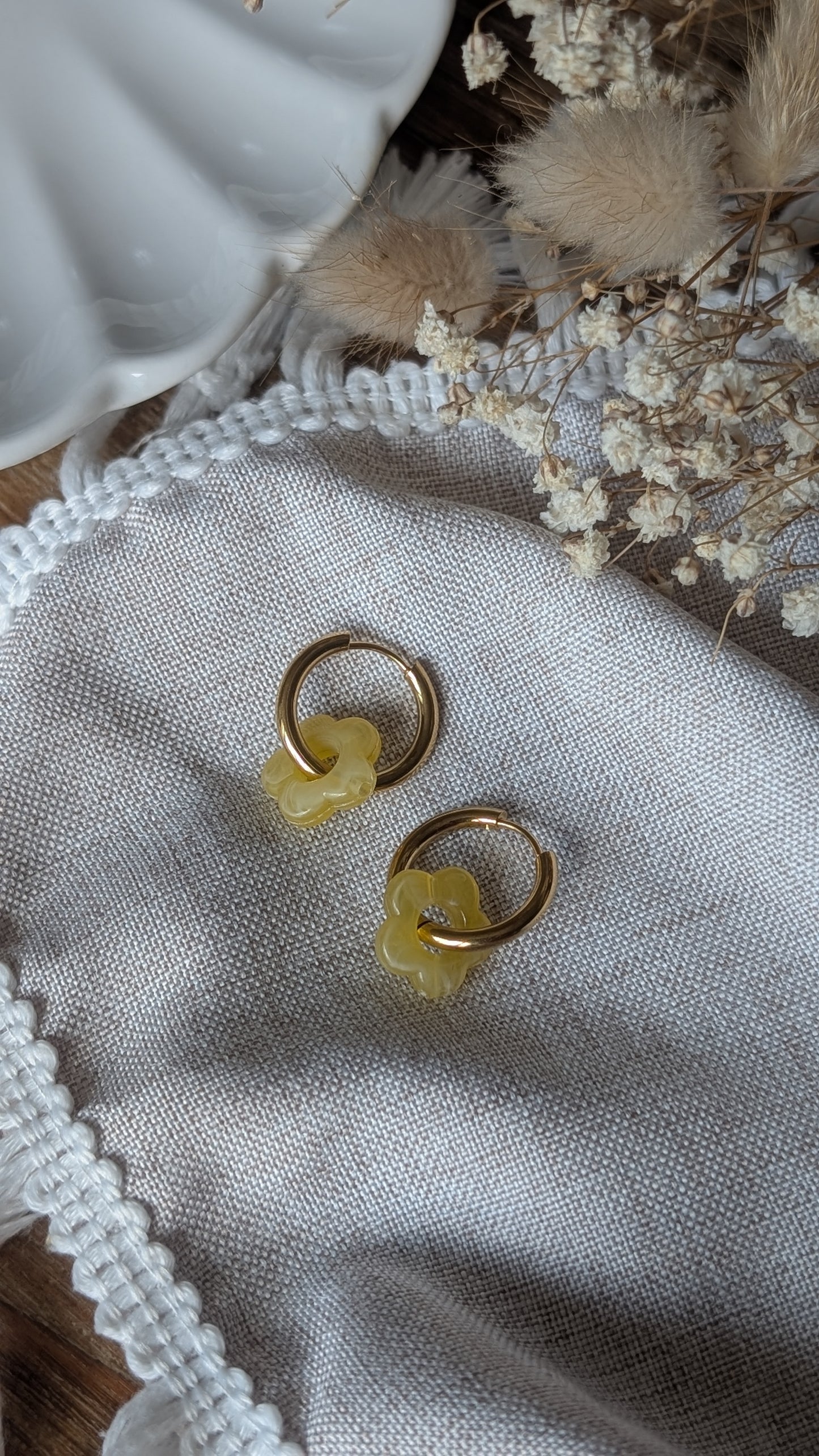 Boucles d'oreilles Méli Mélo "Fleurette" - Jaune transparent
