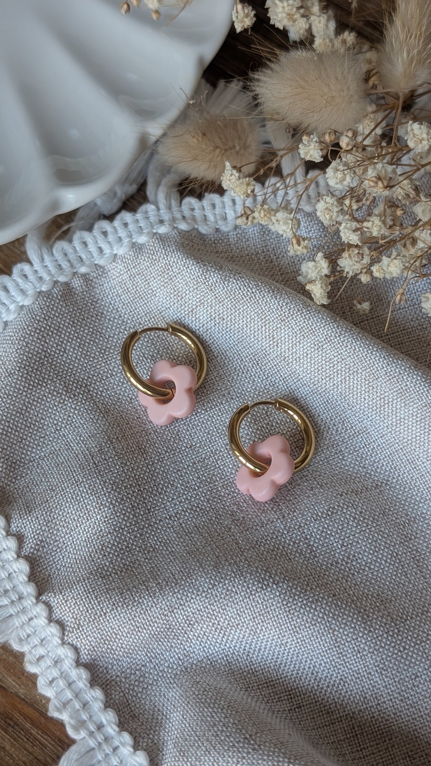 Boucles d'oreilles Méli Mélo "Fleurette" - Pêche mat
