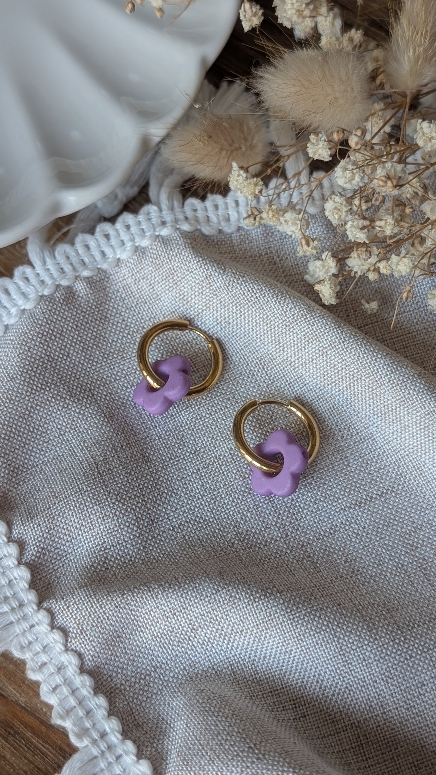 Boucles d'oreilles Méli Mélo "Fleurette" - Lavande mat
