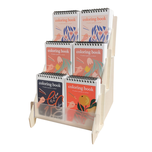 Pack implantation 24 coloriages A6 + Présentoir