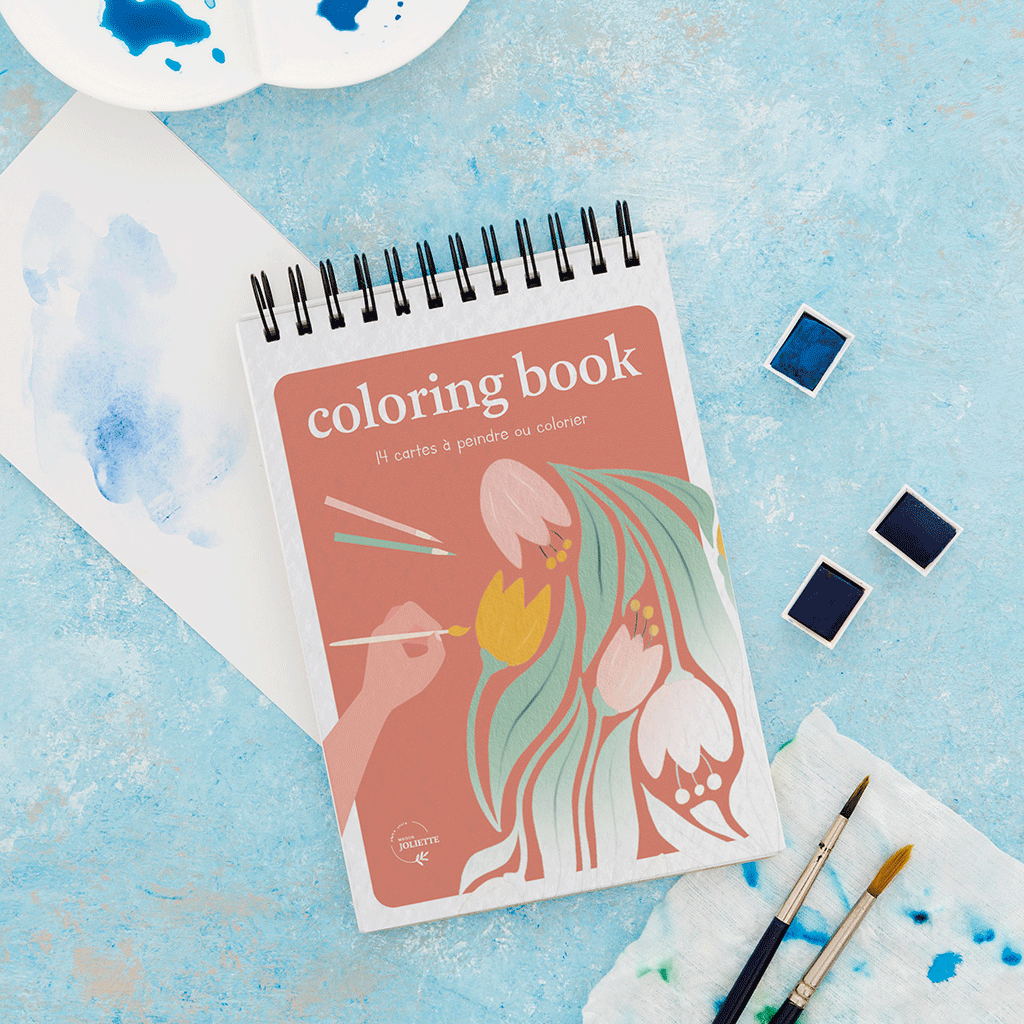 Carnet à colorier ou à peindre motifs fleuris