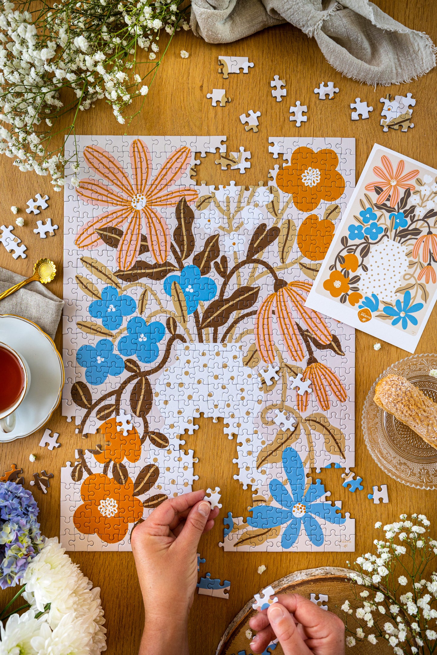 Puzzle 500 pieces Myosotis & Nasturtium