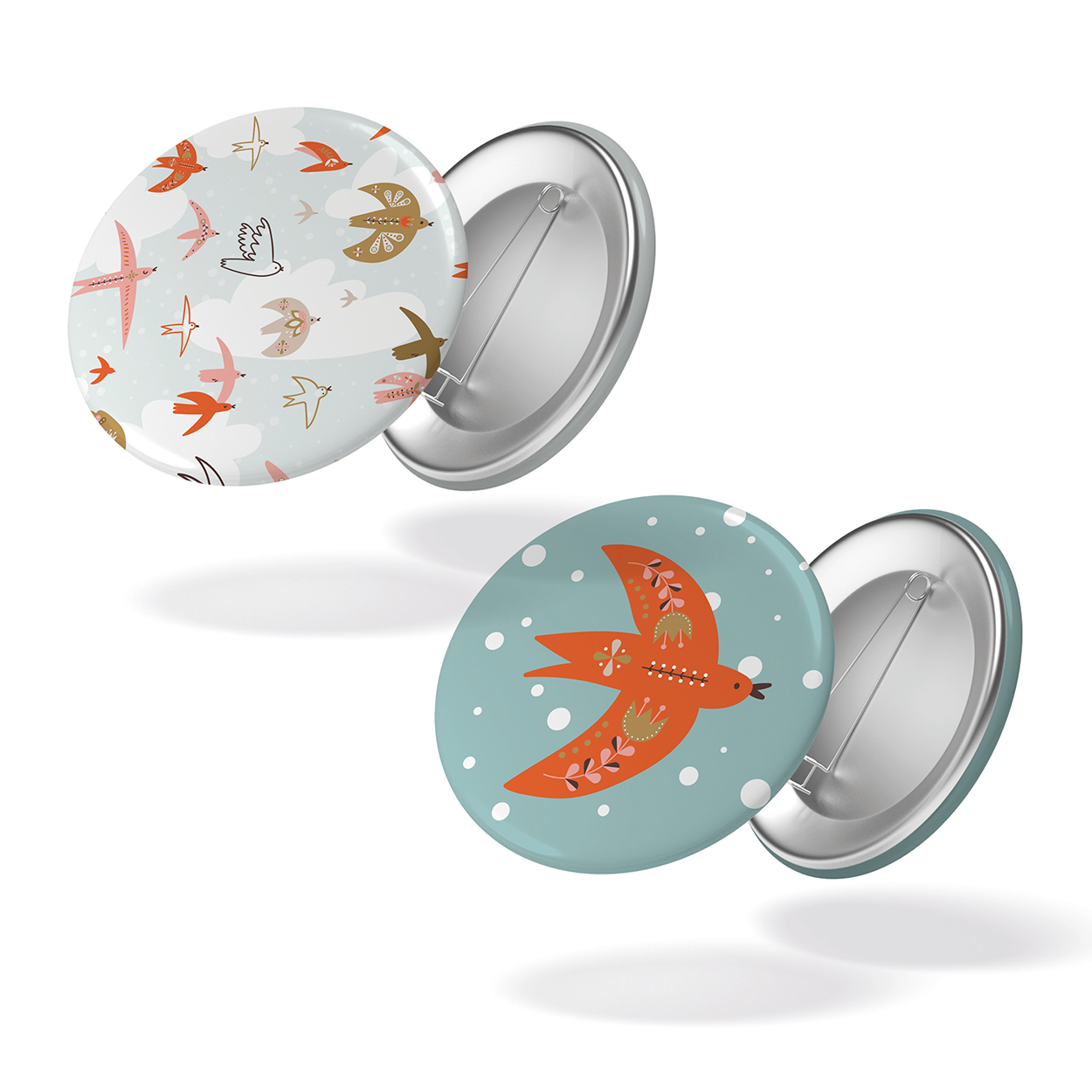 Libre comme l'air + oiseau rouge - Lot de 2 badges #86