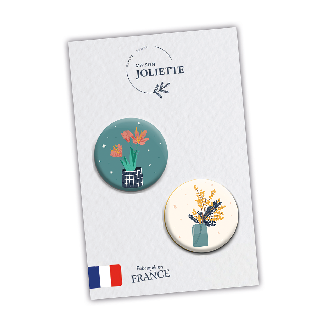 Fleurs de safran + Mimosan - Lot de 2 badges #98