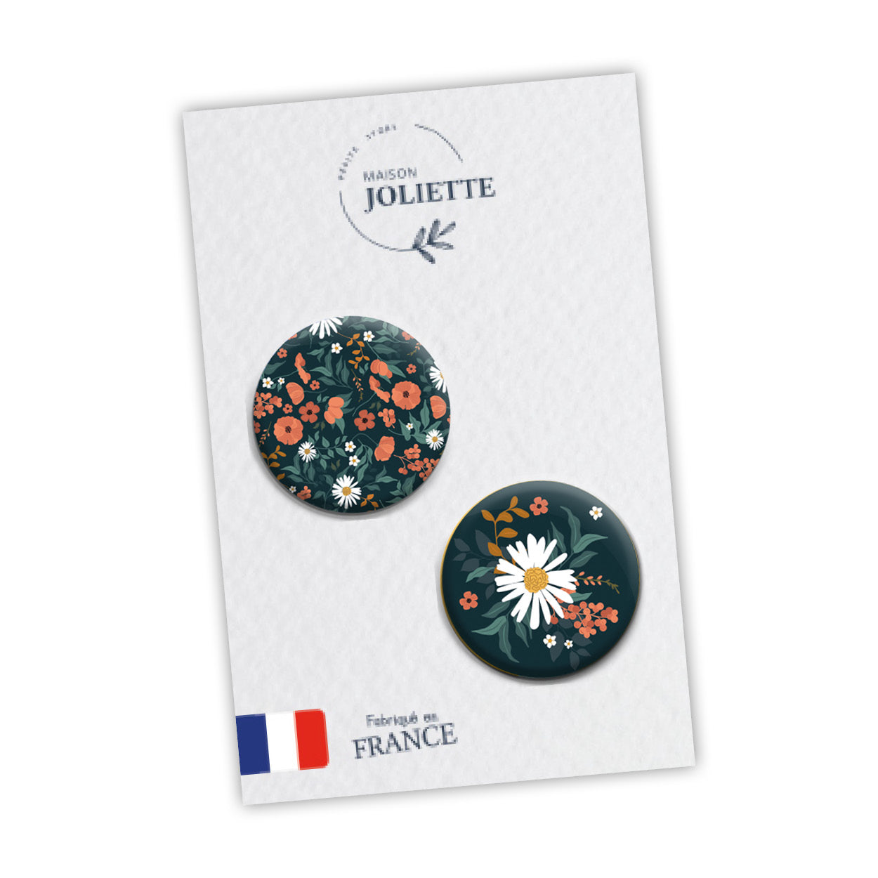 Lot de 2 badges JARDIN BOTANIQUE - Motifs + Composition