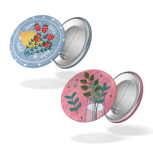 Lot de 2 badges DELICES D'ETE - Fruits + Bouquet