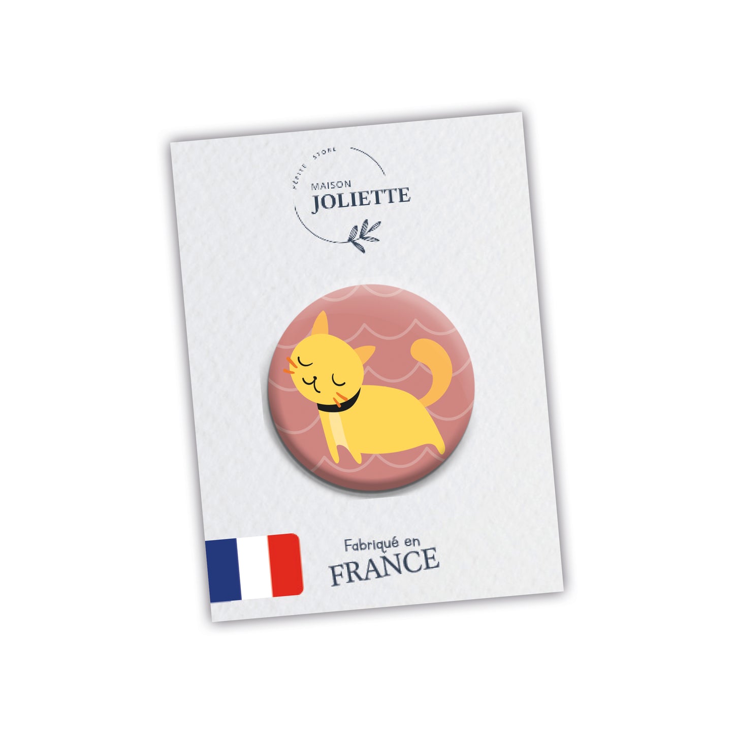 Badge PEDALONS AU FIL DE L'EAU - Chat jaune