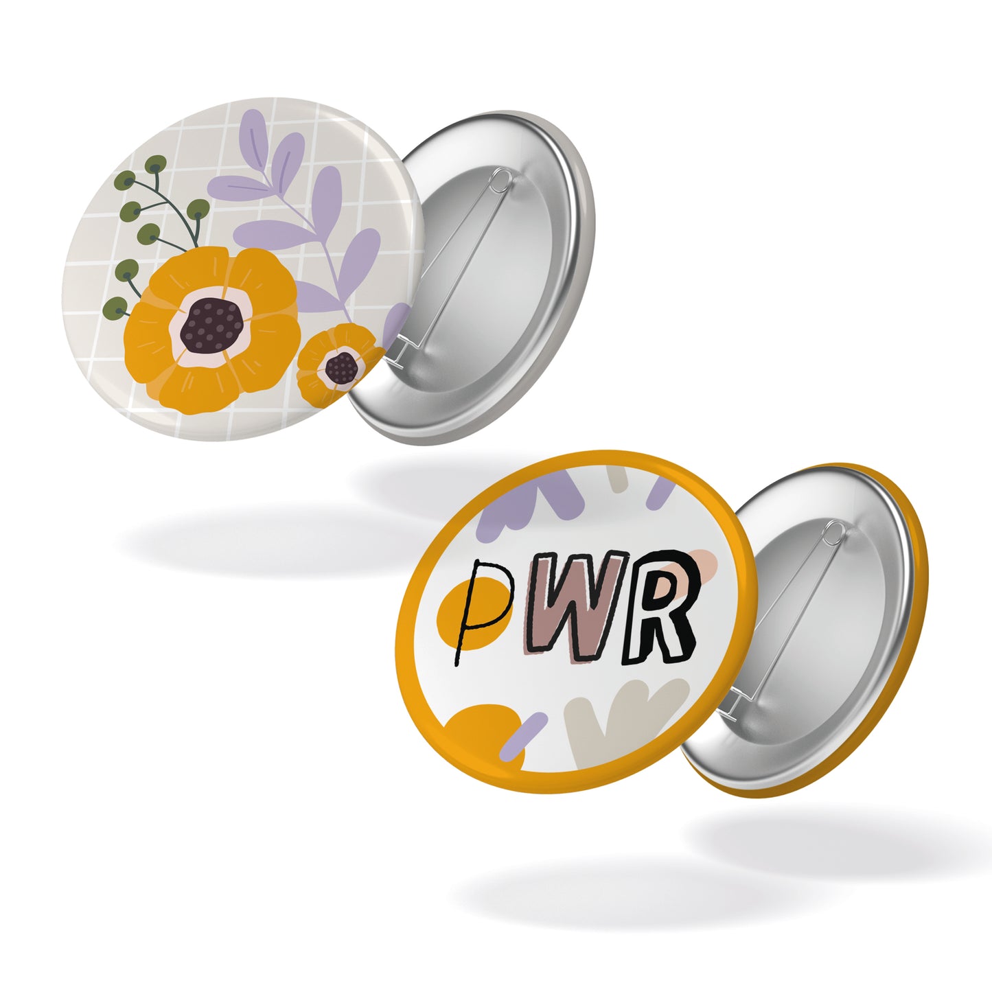 Lot de 2 badges L'ATELIER - Fleurs + PWR