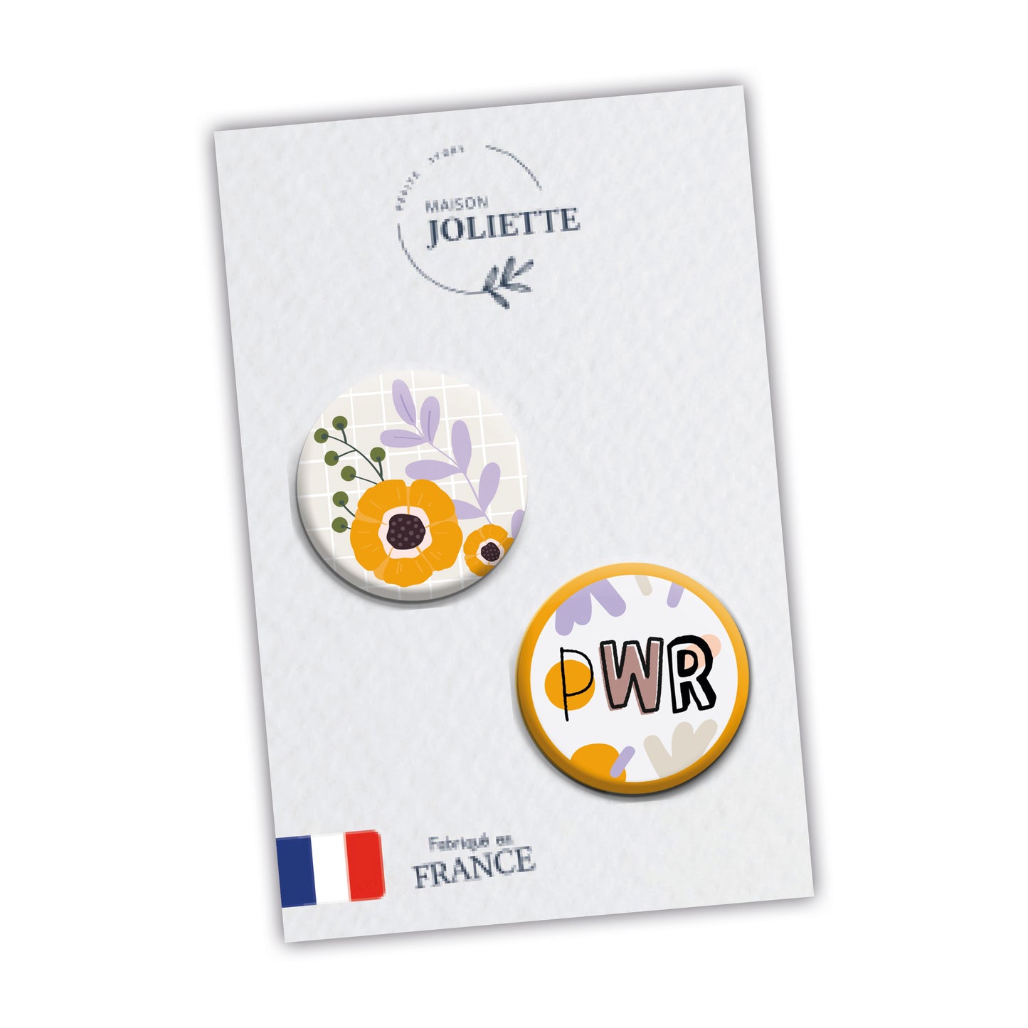 Lot de 2 badges L'ATELIER - Fleurs + PWR