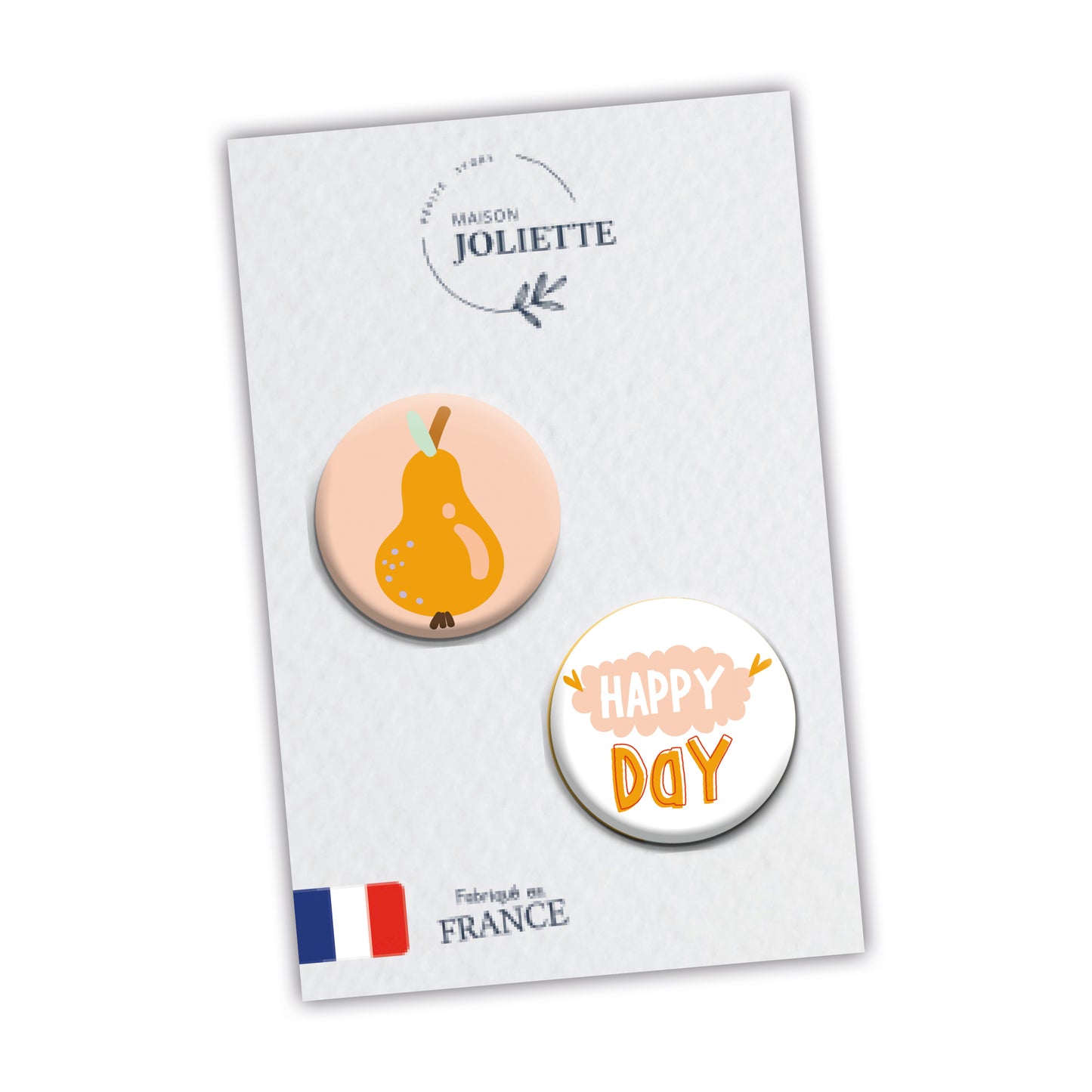 Lot de 2 badges L'ATELIER - Poire + Happy Day