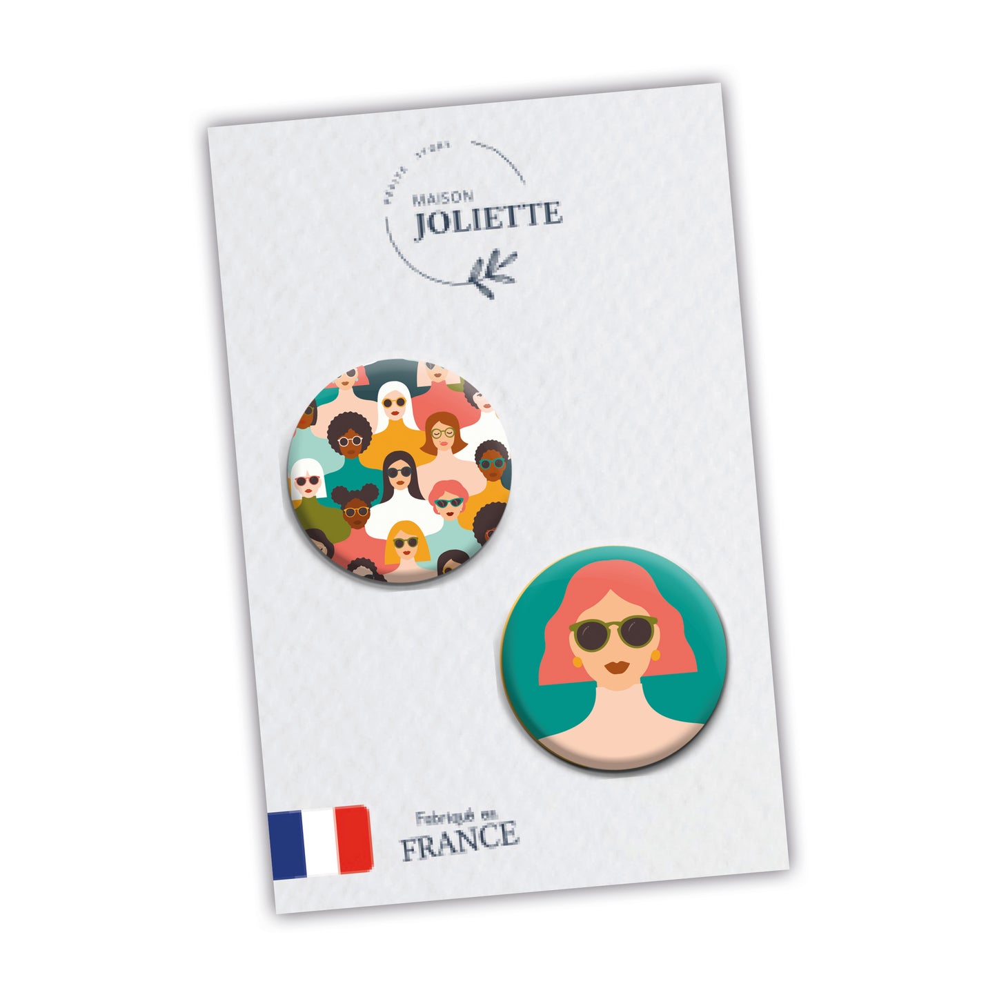 Lot de 2 badges MIL'TITUDE - Femmes + Fond turquoise