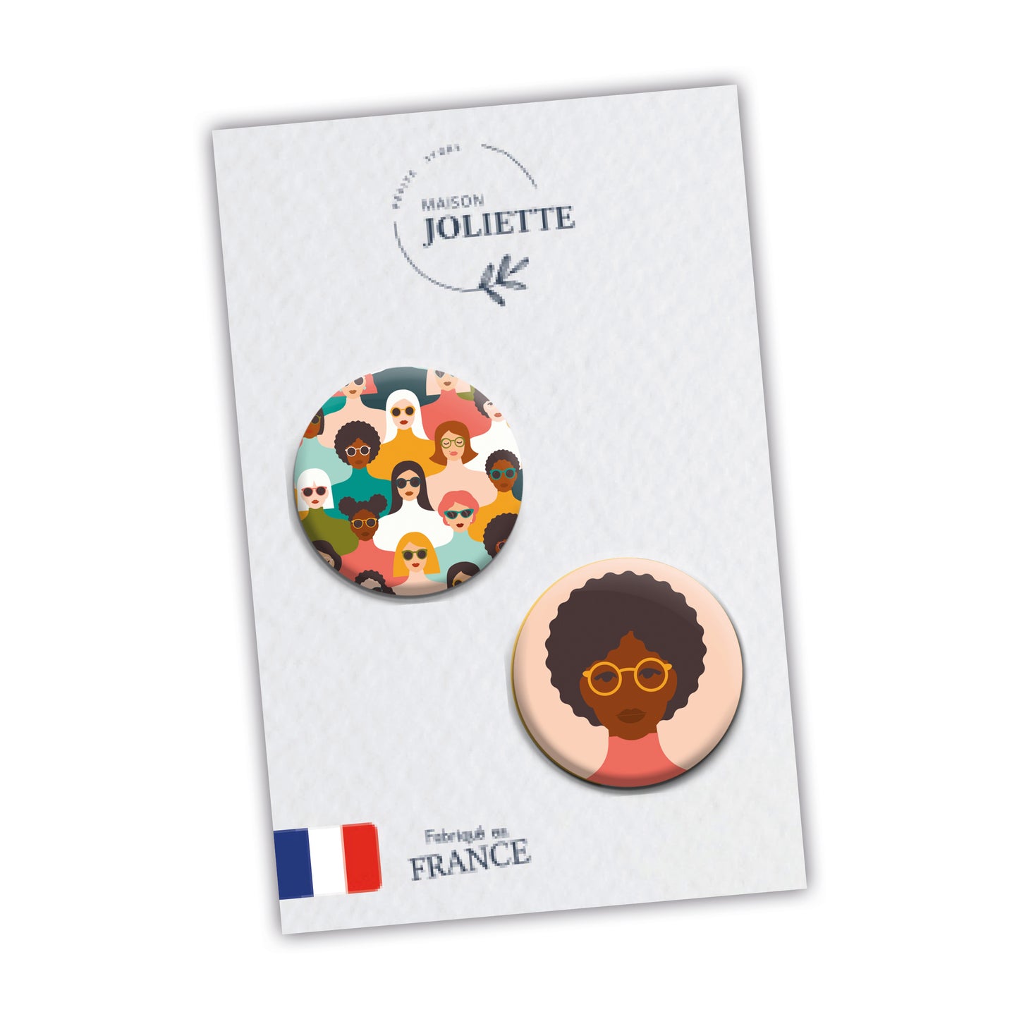 Lot de 2 badges MIL'TITUDE - Femmes + Fond rose