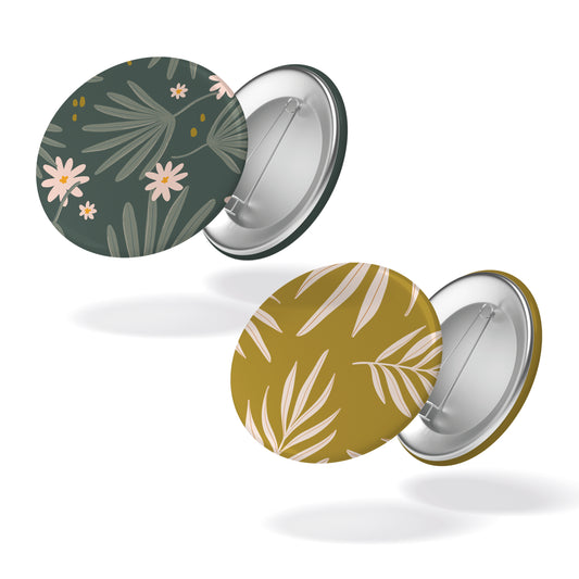 Lot de 2 badges JARDIN SECRET - Motif palmes + Fleuillage