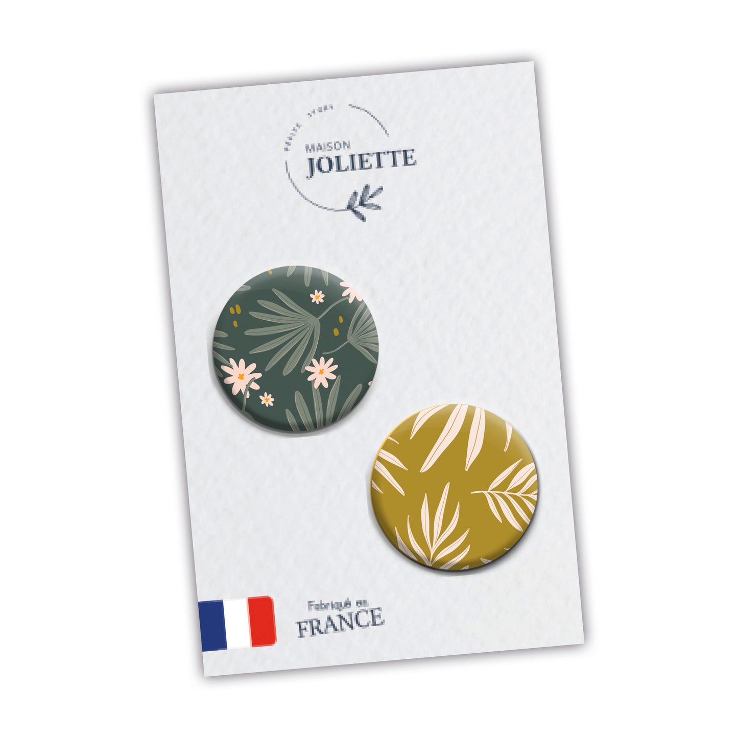 Lot de 2 badges JARDIN SECRET - Motif palmes + Fleuillage