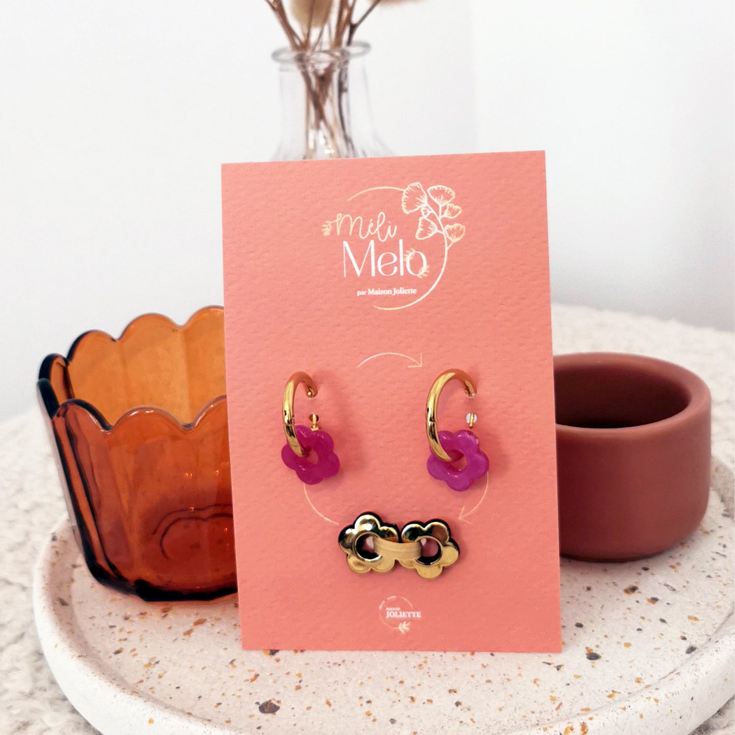 Boucles d'oreilles Méli Mélo "Fleurette" - Jaune pastel brillant