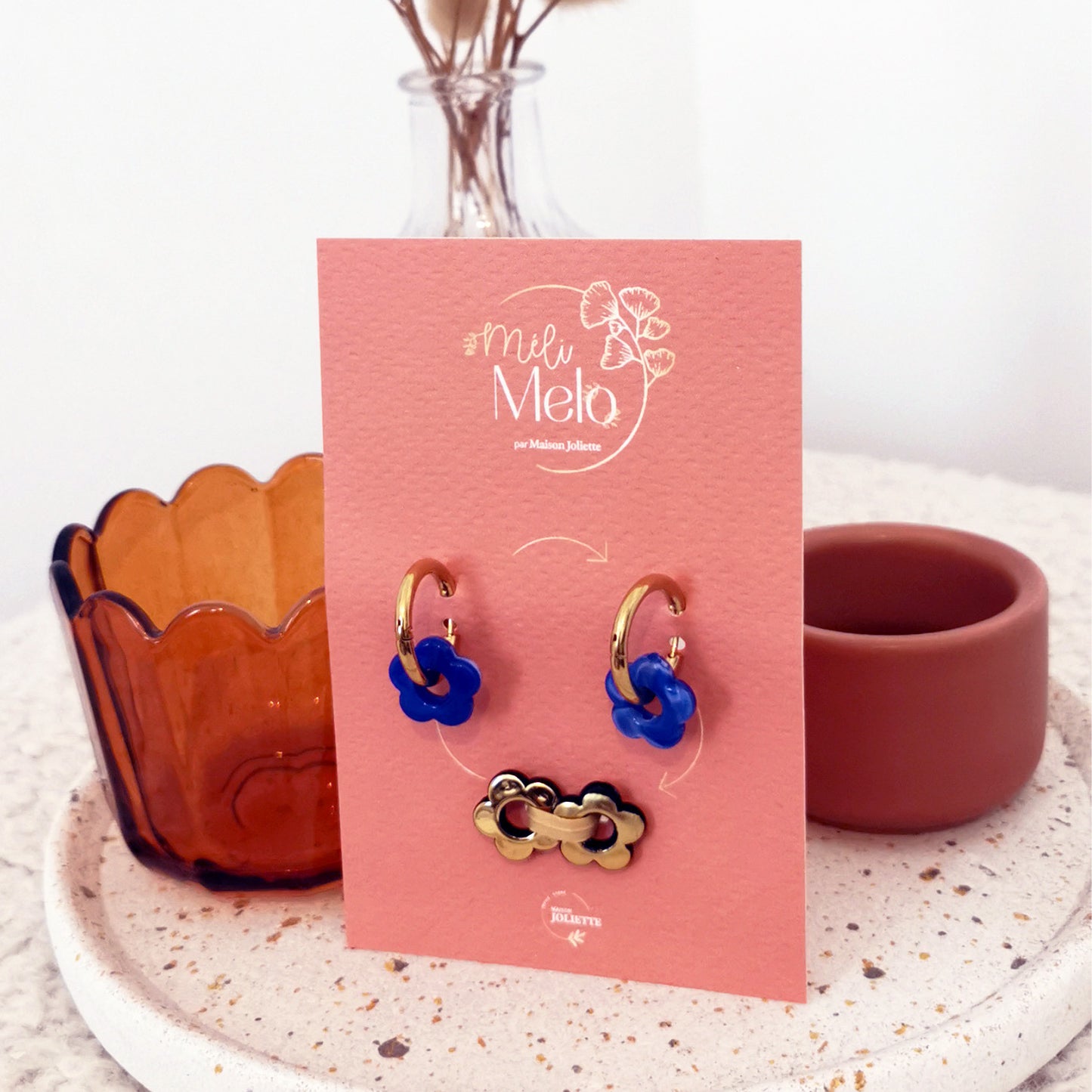 Boucles d'oreilles Méli Mélo "Fleurette" - Bleu royal