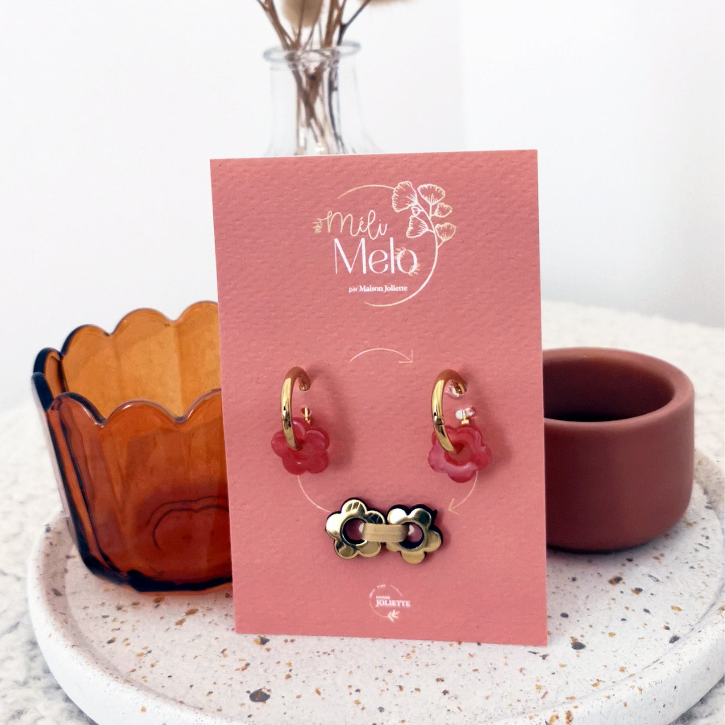 Boucles d'oreilles Méli Mélo "Fleurette" - Bleu ciel brillant