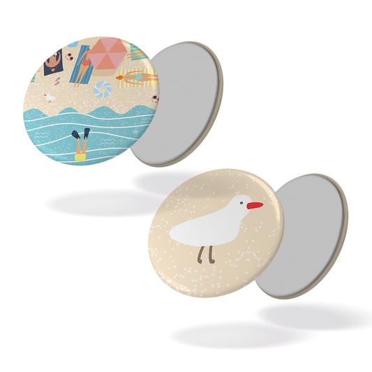 Lot de 2 magnets CHILL & PLOUF - Plage + mouette