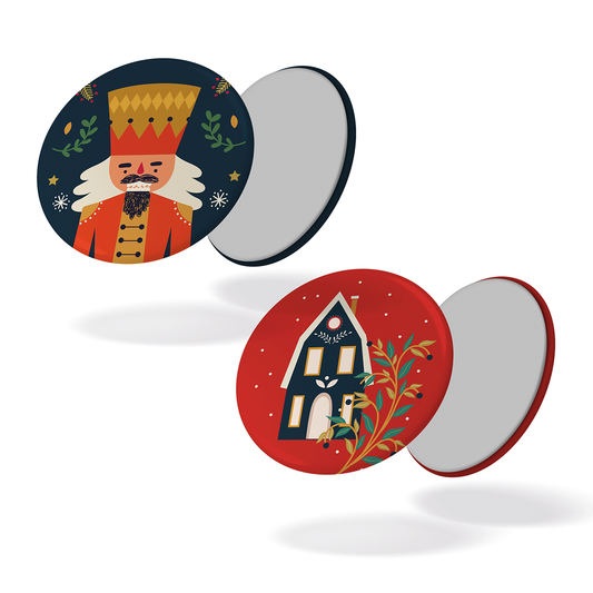 Lot de 2 magnets CASSE-NOISETTE - Casse-noisette + maison noël