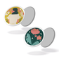 Lot de 2 magnets AU JARDIN - Femme fond jaune + Pivoines fond vert