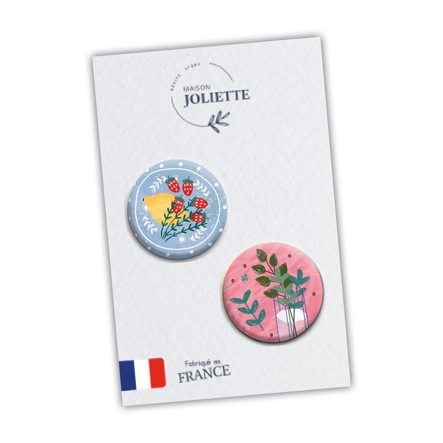 Lot de 2 magnets DELICES D'ETE - Fruits + Bouquet