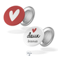 Lot de 2 badges LOVE - Coeur rouge + doux bisous
