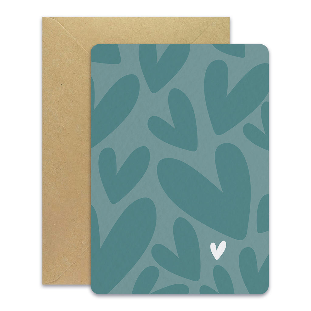 Multi Coeurs Turquoise - Carte postale