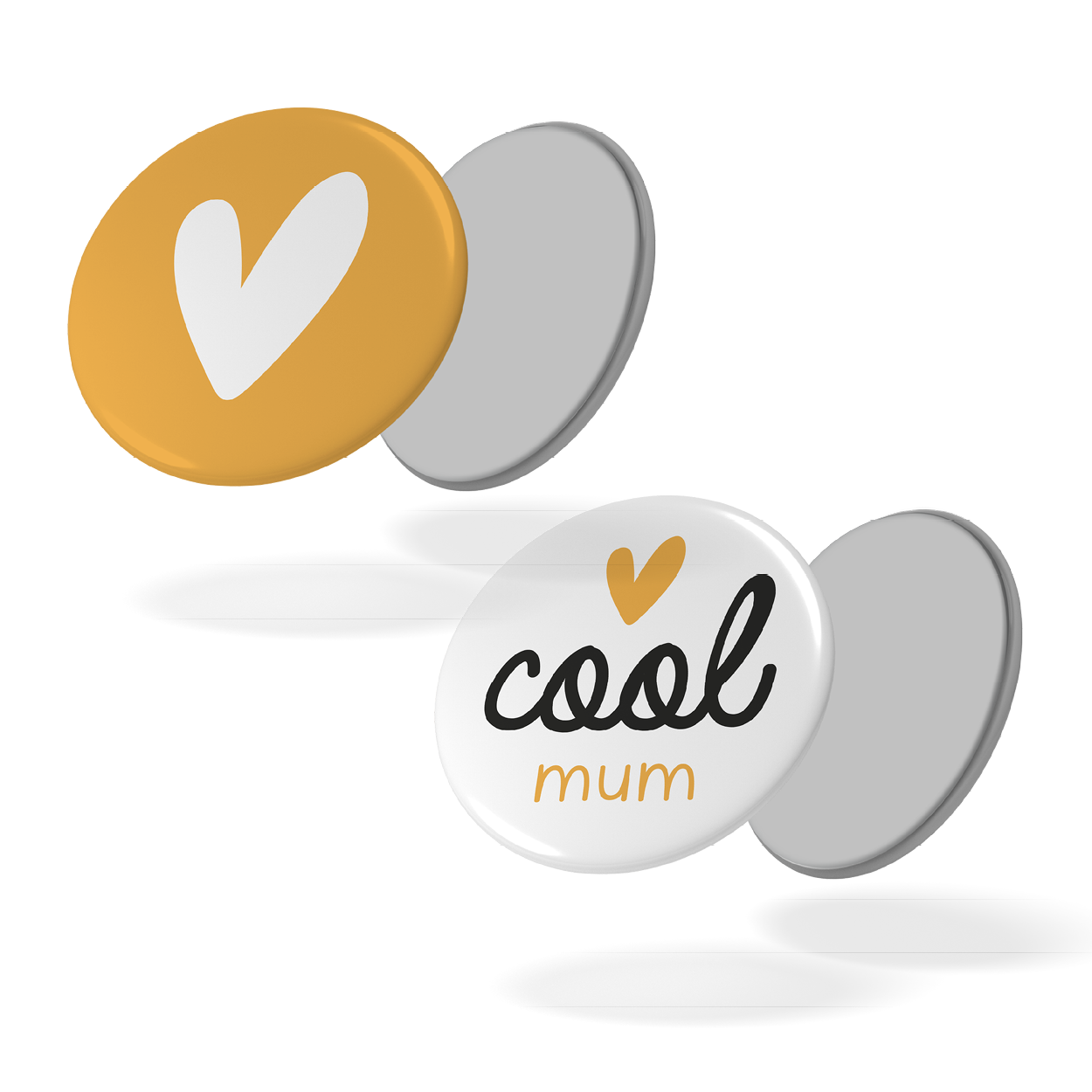 Lot de 2 magnets LOVE - Coeur jaune + cool mum