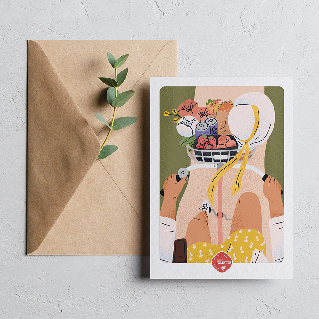 A bicyclette - Carte postale