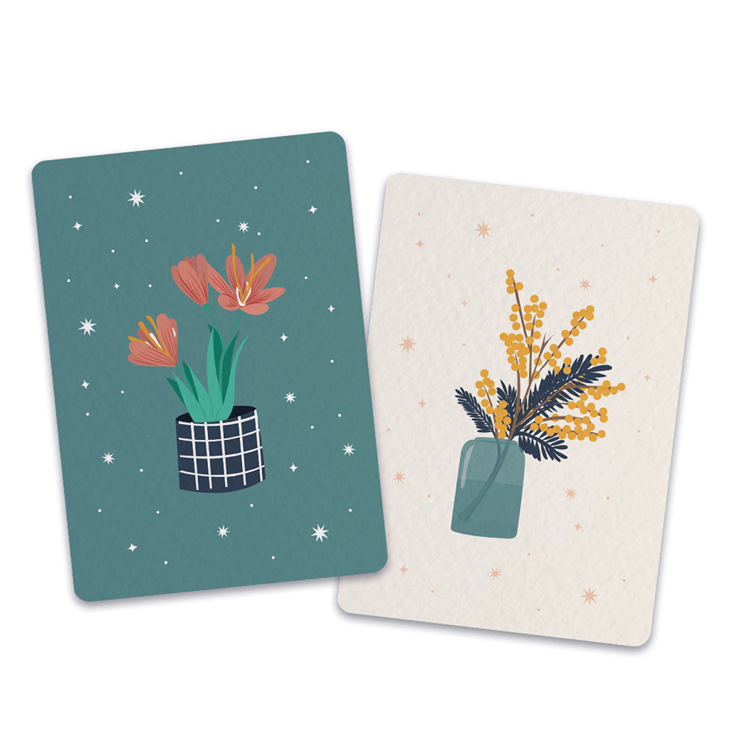 Fleur de Safran & Mimosa - Lot de 2 cartes postales