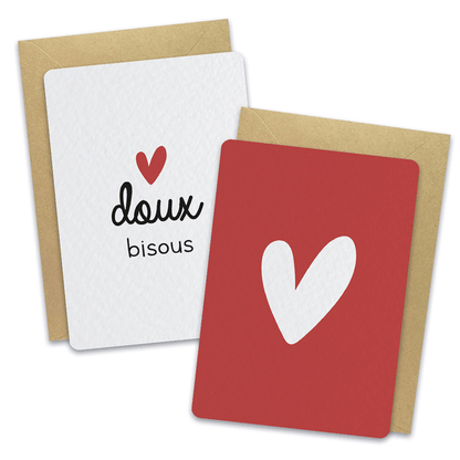 Doux bisous - Lot de 2 cartes postales