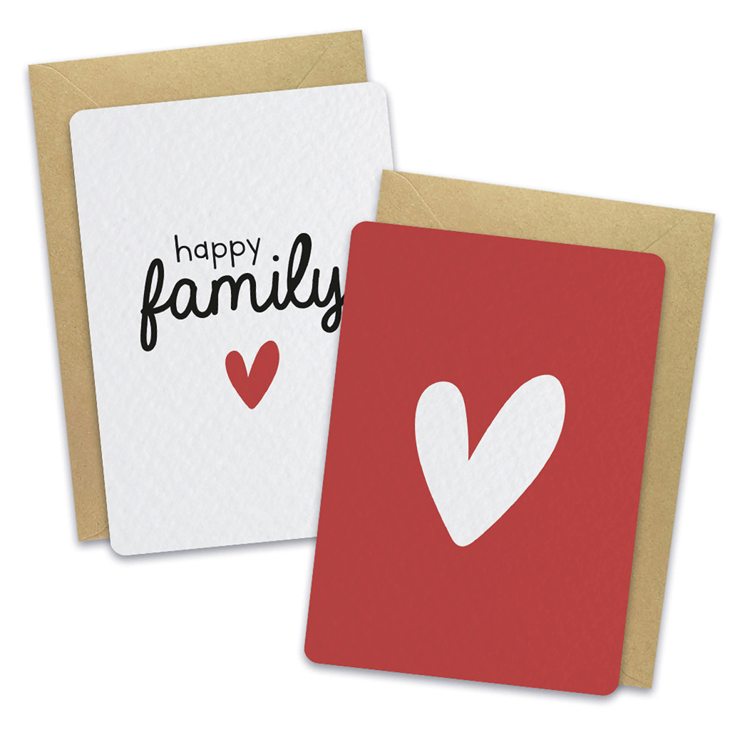 Happy family - Lot de 2 cartes postales