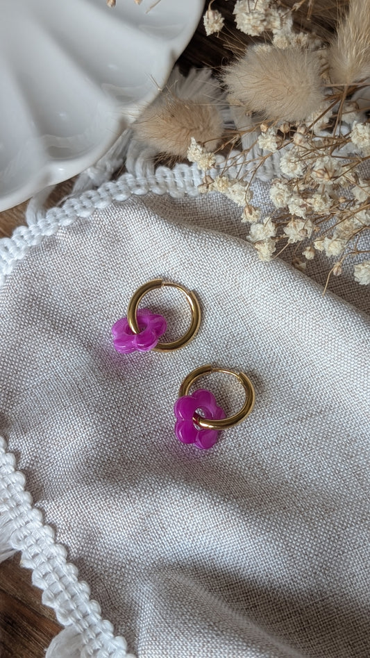 Boucles d'oreilles Méli Mélo "Fleurette" - Fuchsia